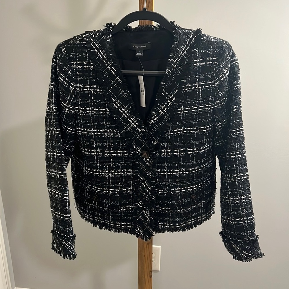Ann Taylor Cropped Tweed Blazer